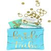 Bride Tribe Makeup Bags - Bridesmaid Favor for Bachelorette Party, Bridal Shower, Wedding. Cosmetics/Toiletries Bag, Wedding Survival Kit, Hangover Kit, Keepsake (3pc Bride Tribe, Blue) view 3