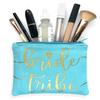 Bride Tribe Makeup Bags - Bridesmaid Favor for Bachelorette Party, Bridal Shower, Wedding. Cosmetics/Toiletries Bag, Wedding Survival Kit, Hangover Kit, Keepsake (3pc Bride Tribe, Blue) view 4
