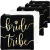 Bride Tribe Makeup Bags - Bridesmaid Favor for Bachelorette Party, Bridal Shower, Wedding. Cosmetics/Toiletries Bag, Wedding Survival Kit, Hangover Kit, Keepsake (4+1pc Bride Tribe + Bride, Black) view 1