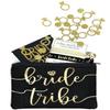 Bride Tribe Makeup Bags - Bridesmaid Favor for Bachelorette Party, Bridal Shower, Wedding. Cosmetics/Toiletries Bag, Wedding Survival Kit, Hangover Kit, Keepsake (4+1pc Bride Tribe + Bride, Black) view 4