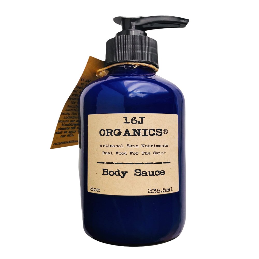 16J Organics Creamy Body Oil Moisturizer - Body Sauce 8oz - An Artisanal Green Treatment For Dry Skin - All Food Grade Ingredients