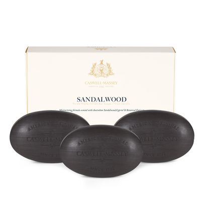 Caswell-Massey Natural Bar Soap Gift Set - Sandalwood - Triple-Milled Moisturizing Body Soap Bars for Men & Women, Plant-Based Formula with Essential Oils, Made in USA, 3 x 5.8 oz