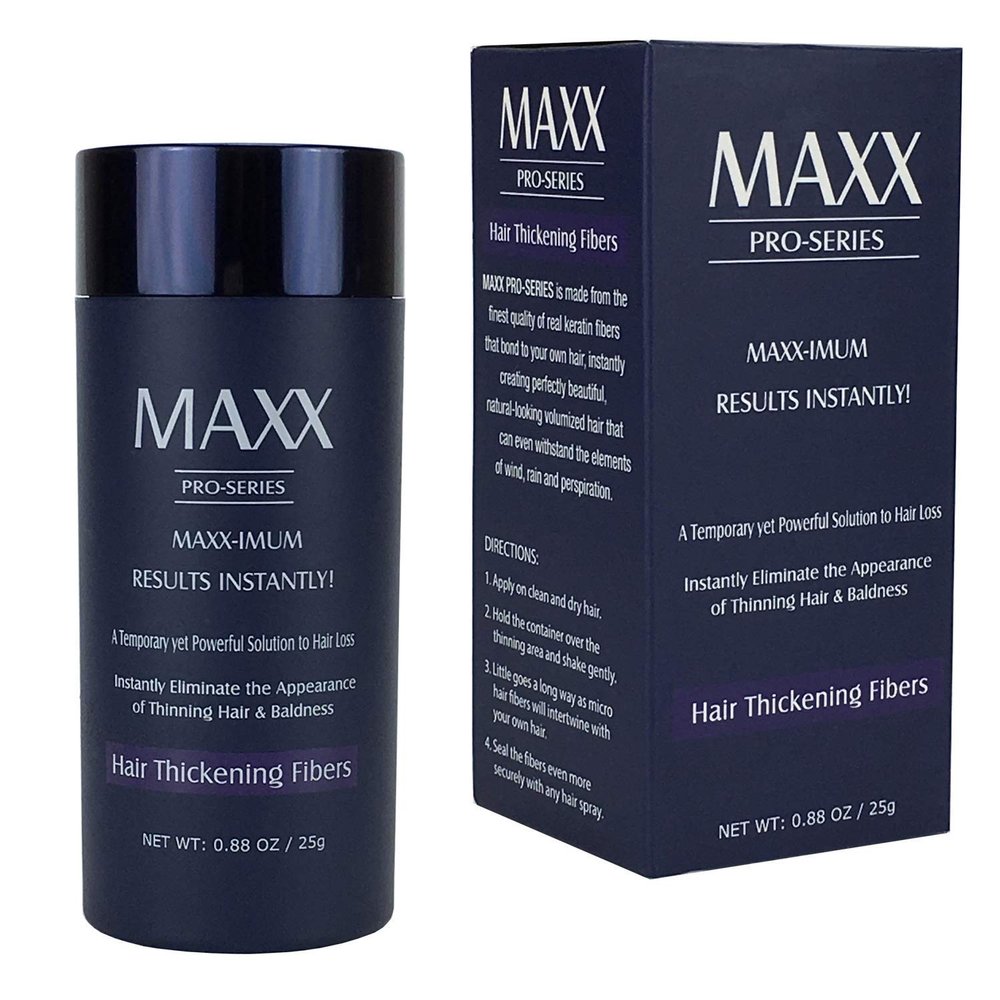 MAXX PRO-SERIES Volumizing Hair Fibers with real Keratin for Thinning Hair/Hair Loss Dermatologist Tested and Certified Hypoallergenic - 60 days + supply - Multiple Colors Available (Light Brown)