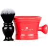 Fendrihan Synthetic Shaving Brush and Colorful Moderno Apothecary Shaving Mug Kit, The Perfect Men's Wet Shave Set (Black and White, Red) view 1
