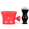Fendrihan Synthetic Shaving Brush and Colorful Moderno Apothecary Shaving Mug Kit, The Perfect Men's Wet Shave Set (Black and White, Red) view 2