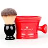 Fendrihan Synthetic Shaving Brush and Colorful Moderno Apothecary Shaving Mug Kit, The Perfect Men's Wet Shave Set (Black Handle, Red) view 1
