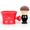 Fendrihan Synthetic Shaving Brush and Colorful Moderno Apothecary Shaving Mug Kit, The Perfect Men's Wet Shave Set (Black Handle, Red) view 2