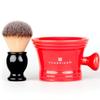 Fendrihan Synthetic Shaving Brush and Colorful Moderno Apothecary Shaving Mug Kit, The Perfect Men's Wet Shave Set (Black Handle, Red) view 3