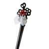 FANTACCRAFTS White Agate Leaf Bead Hairpin Beautiful Hair Stick Chalcedony Flower Hair Accessories Wood Hair Pin (Red) view 1