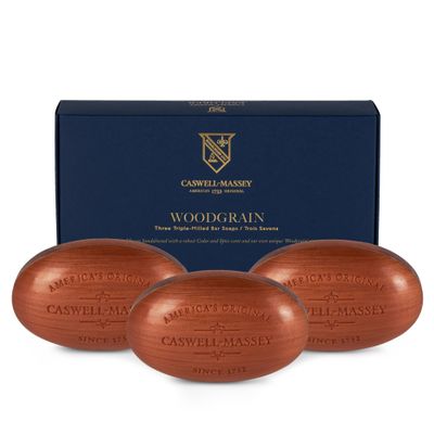 Caswell-Massey Triple Milled Heritage Woodgrain Sandalwood Three-Soap Set, Scented & Moisturizing Bath Soap, Made In The USA, 3 Count (Pack of 1)