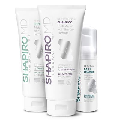 Shapiro MD Hair Growth Experts Natural Hair Kit for Thicker, Fuller, Healthier Looking Hair - Including Shampoo, Conditioner and Leave-In Daily Foam (4 Month)