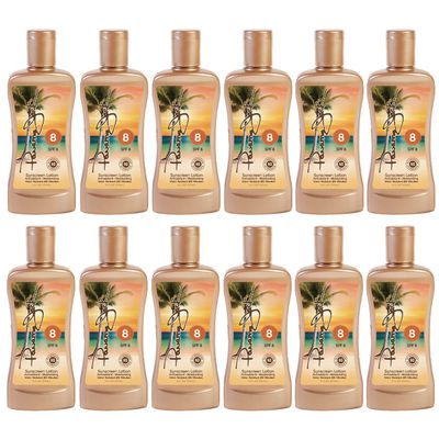 Panama Jack Sunscreen Tanning Lotion - SPF 8, PABA, Paraben, Gluten & Cruelty Free, Antioxidant Moisturizing Formula, 6 FL OZ (Pack of 12)