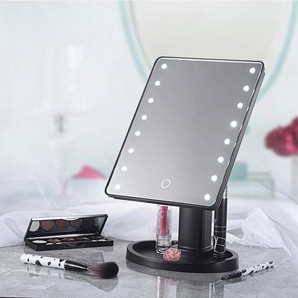 22 LED Lighted Makeup Mirror/Vanity Mirror with Touch Screen Dimming 180 Swivel Rotation, Portable Convenience and High Definition Clarity Cosmetic Mirror
