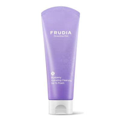 FRUDIA Blueberry Hydrating Gel-to-Foam Facial Cleanser Korean Skincare Face Wash with Blueberry Extract for Dry, Oily & Sensitive Skin, Daily Gentle Cleanser, 4.9 fl oz