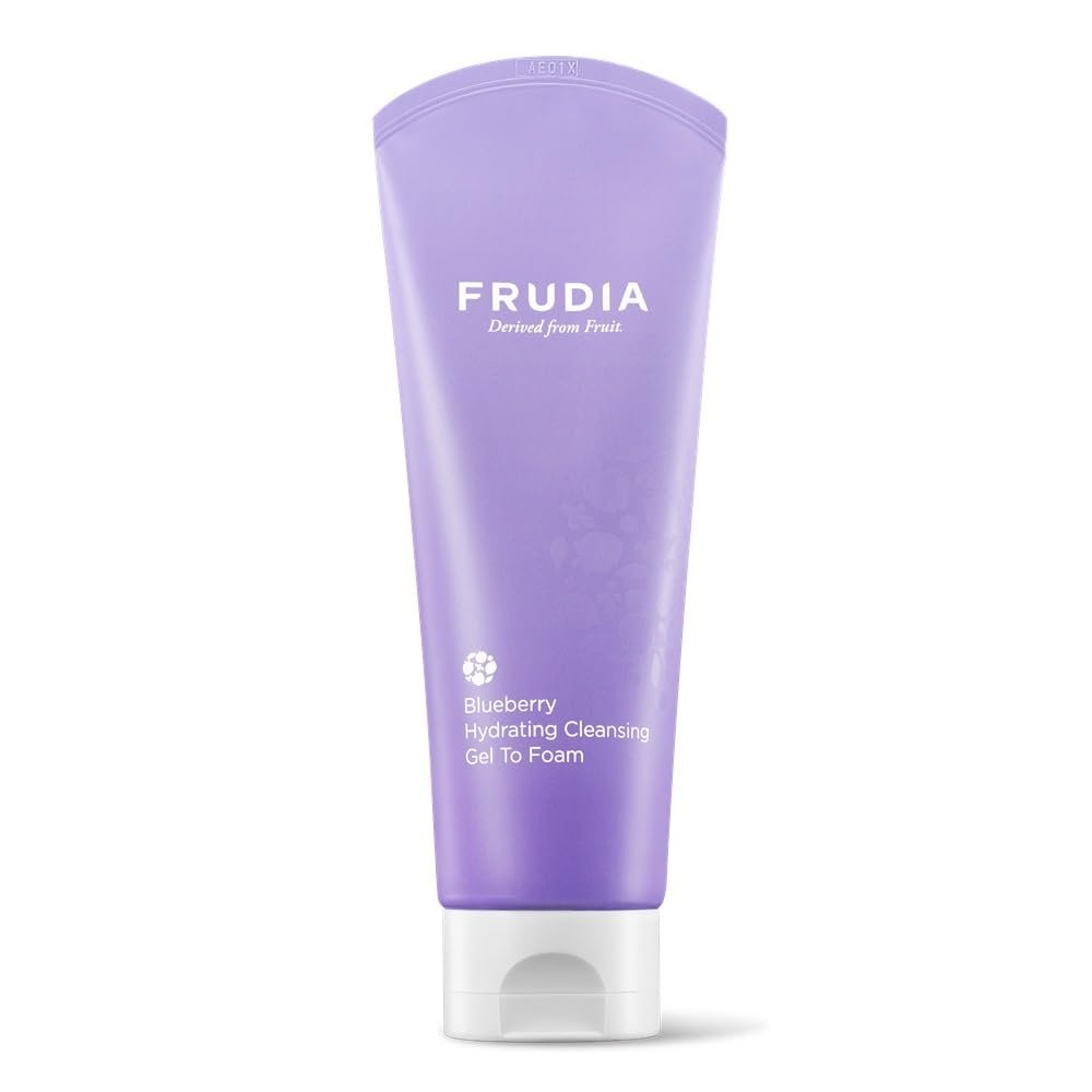 FRUDIA Blueberry Hydrating Gel-to-Foam Facial Cleanser Korean Skincare Face Wash with Blueberry Extract for Dry, Oily & Sensitive Skin, Daily Gentle Cleanser, 4.9 fl oz