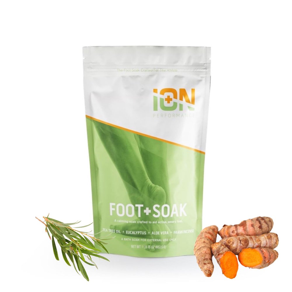 iON Sport Foot Soak for Athletes  Rapid Relief for Sore, Tired Feet & Odor  Tea Tree, Magnesium, Turmeric  Post-Workout Recovery