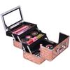Beauty Cosmetic Makeup Case Organizer With Mirror & Extendable Trays Rose Gold view 2