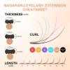 NAGARAKU Double Tips Flat Ellipse Eyelash Extensions Supplies 0.20 D curl 8-15mm Mix Natural Charcoal Color Faux Mink Super Soft Split Tips Individual Lashes view 2