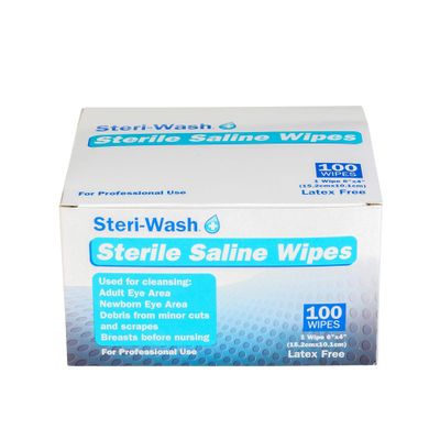 Steri-Wash Aftercare Piercing Wipes 100 Count - Sterile Saline Solution for Gentle and Convenient Piercing Cleansing for Nose, Ear, Belly, Lips - Cleanses, Sanitizes and Soothes Skin Irritations