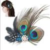 Comidox Hair Clip, Cute Peacock Feather with Rhinestones, Charming Peacock Headpiece Feather Hair Accessories for Women, Weddings, Parties, Halloween, Set of 2 view 3