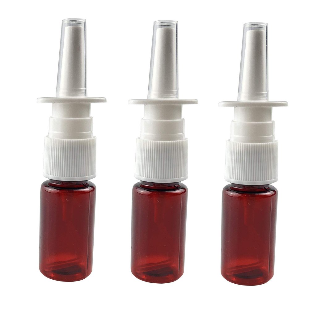 2PCS 20ML / 0.68 Oz Empty Glass Spray Nasal Bottle Pump Sprayer Cleanser Container