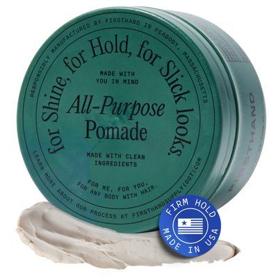 Firsthand Supply All-Purpose Hair Pomade for Men & Women - Flexible Firm Hold with Natural, Low Shine  Organic, Water Based Pomade - Nourishing Aloe & Shea Butter - All Hair Types & Lengths - 3oz