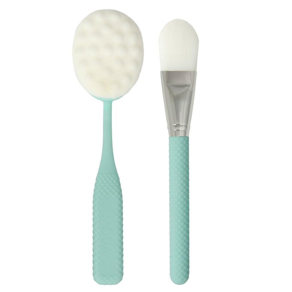 Moda Spa 2pc Facial Treatment & Cleansing Brush Kit  Skincare Brush Set for Masks, Serums & Exfoliating  Vegan & Cruelty-Free