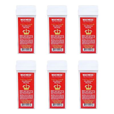 Waxness Shimmery Russian Pearl Soft Depilatory Wax Cartridge 3.38 Ounces Pack of 6
