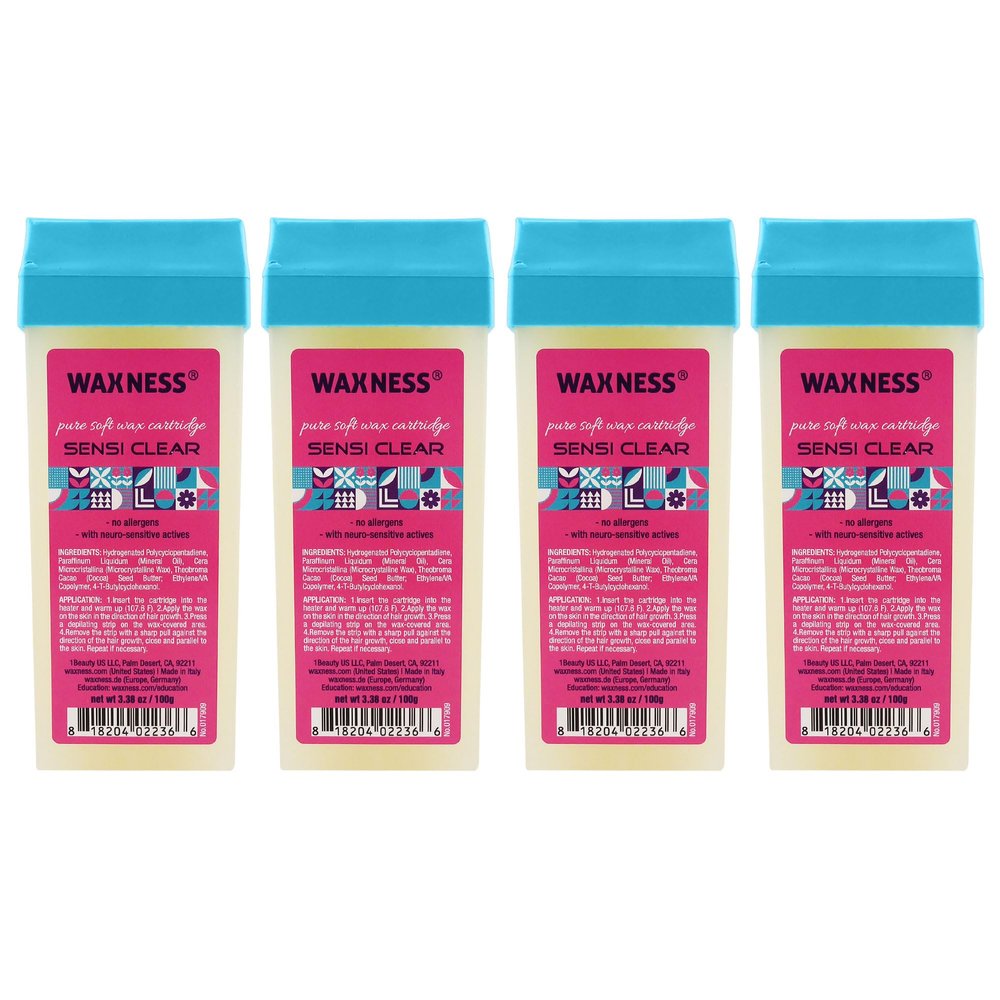 Waxness Sensi Clear Pure Soft Wax Cartridge 3.38 oz 100 g Pack of 4