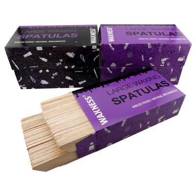Waxness Body Waxing Wooden Angled Spatula Applicator 100pk Pack of 5