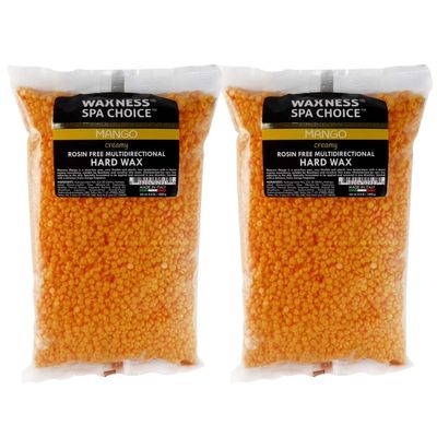 Waxness Spa Choice Rosin Free Multidirectional Hard Wax Mango 2.2 lb / 1 kg Pack of 2