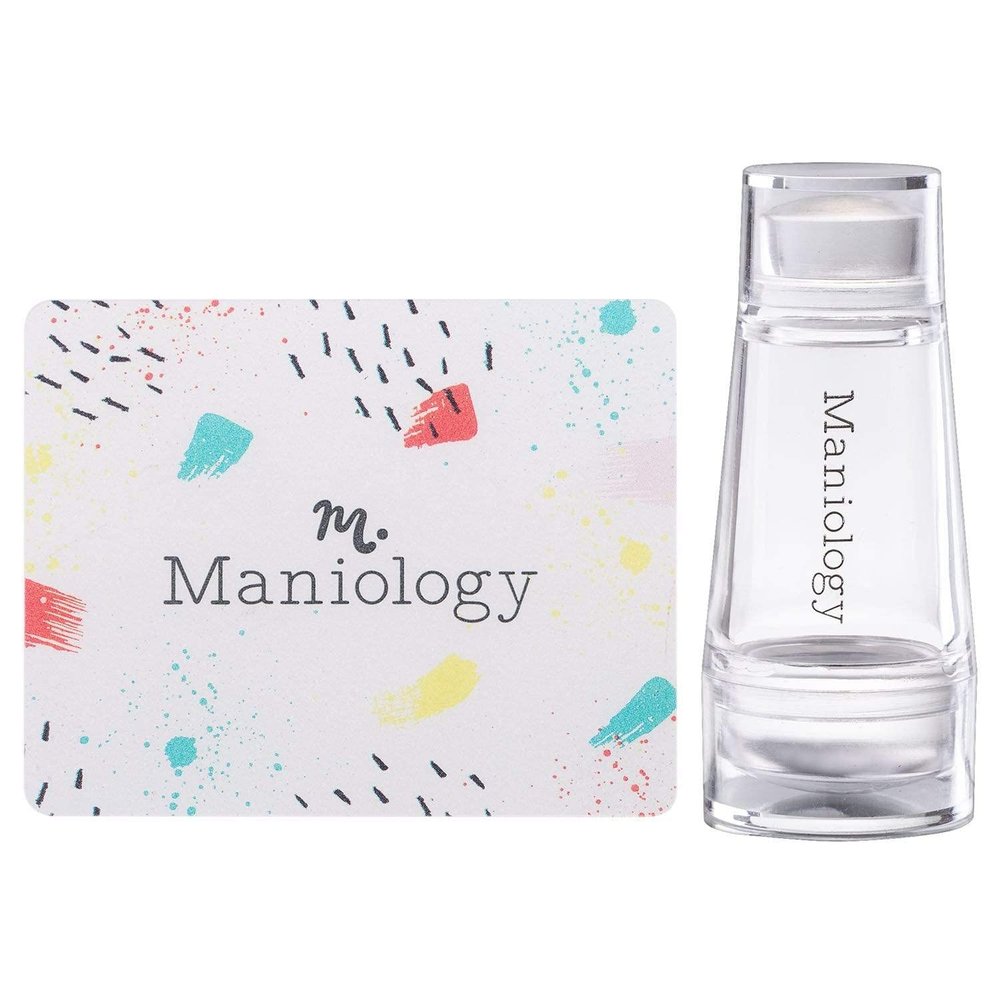 Maniology Mini Dual-Ended Clear Nail Stamper with Scraper Card | Transparent Silicone Stamper for Precise Nail Design Placement  Essential Nail Art Stamping Tool