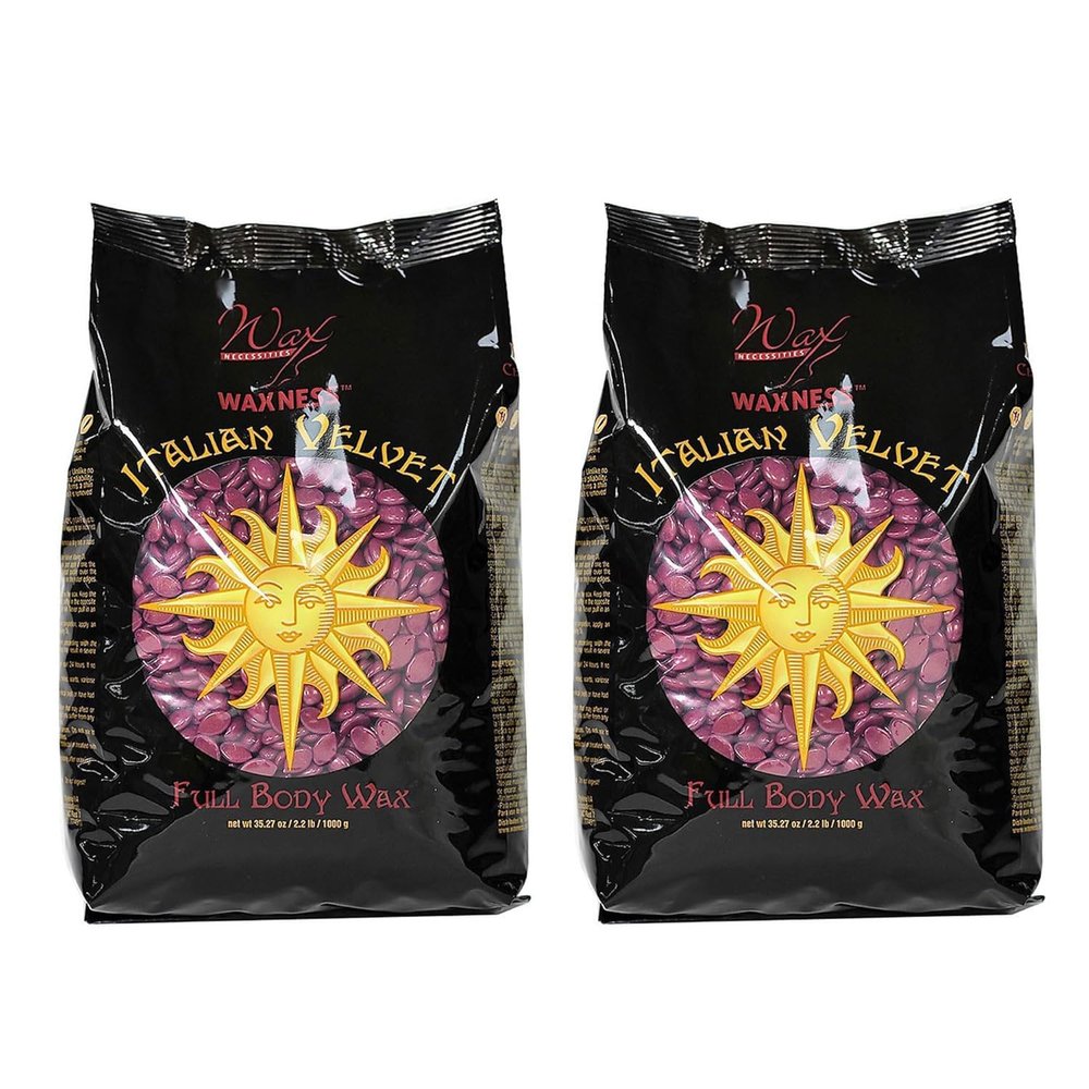 Waxness Italian Velvet Full Body Hard Wax 2.2 Pound / 1 kg Pack of 2