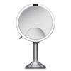 simplehuman ST3024 20cm Sensor Mirror Trio with Touch-Control Brightness, Light Up Makeup Magnifying Mirror, 10x, 5x, 1x Magnification, LED, Dual Light Setting, Rechargeable, Brushed Stainless Steel view 1