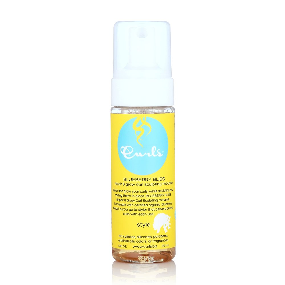 Curls Blueberry Bliss Sculpting Mousse - 5.75 oz, For Textured, Coily, and Curly Hair, Styling Hair Mousse Great for Twist Outs and Wash & Go's