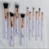 10 Piece Makeup Brush Set Premium Face Eyeliner Blush Contour Foundation Cosmetic Brushes for Powder Liquid Cream White Marble Makeup Brush Set by DreamCut view 1