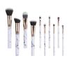 10 Piece Makeup Brush Set Premium Face Eyeliner Blush Contour Foundation Cosmetic Brushes for Powder Liquid Cream White Marble Makeup Brush Set by DreamCut view 2