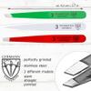 3 Swords Germany  brand quality professional stainless steel precision tweezer set MEXICO slanted, straight, pointed eyebrows hair, manicure pedicure  pinzas rectas, biseladas, puntiagudas (5366) view 3