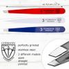 3 Swords Germany  brand quality professional stainless steel precision tweezer set USA, slanted, straight, pointed eyebrows hair, synthetic leather case, manicure pedicure by 3 Swords view 3