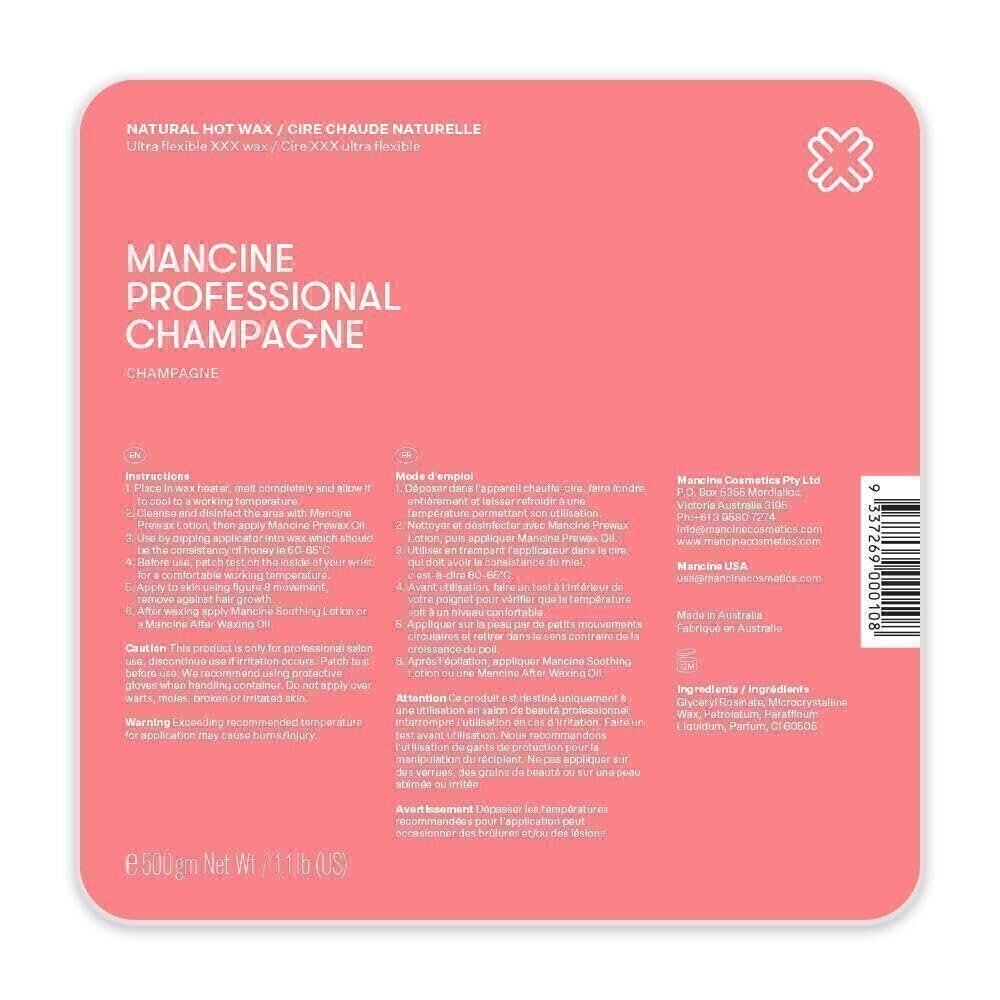 Mancine Premium Champagne Hard HOT WAX Depilatory - 500g TRAY PALLET Discs, 1.1 lbs