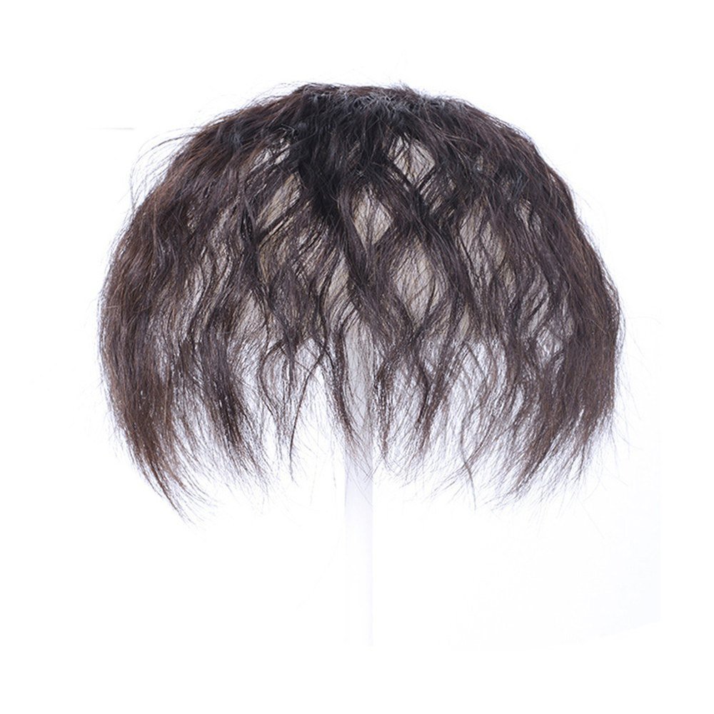 Thin Nature Curly Hair Topper Seamless Replacement Hand Made Net Base Clip In Hairpiece Invisible Human Hair Wiglet Toupee For Hair Loss Natural Black