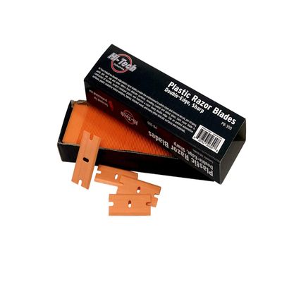 HI-TECH Plastic Razor Blades Double-Edged Safety Scraper Blades for Car Detailing, Decal & Sticker Removal Scratch-Free Utility (100 Pack)