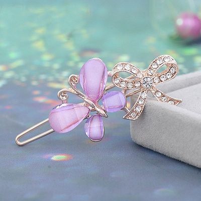 Womens Barrettes multicolor Elegant Rhinestone Butterfly Barrettes Hair Clips Amazing Crystal Hair Pins for Women and Purple