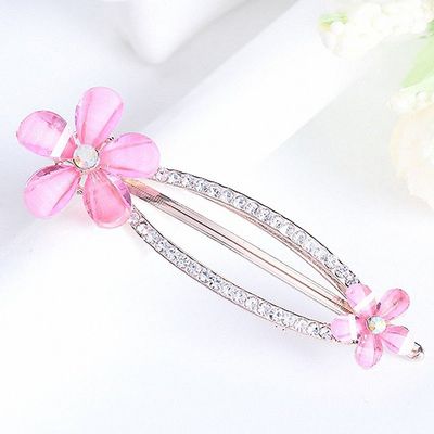 Womens Barrettes multicolor Elegant Rhinestone Butterfly Barrettes Hair Clips Amazing Crystal Hair Pins for Women and Pink