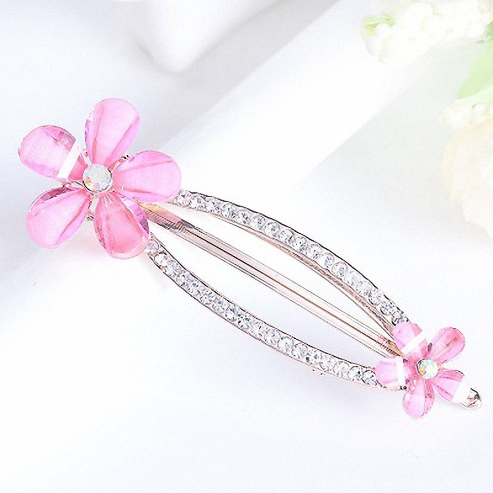 Womens Barrettes multicolor Elegant Rhinestone Butterfly Barrettes Hair Clips Amazing Crystal Hair Pins for Women and Pink