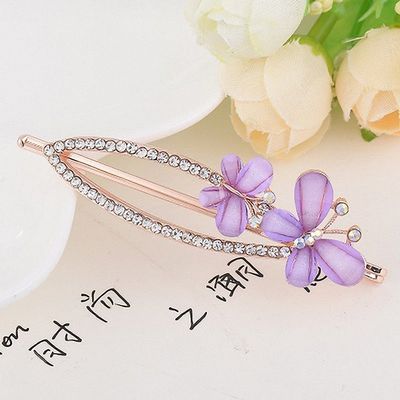 Womens Barrettes multicolor Elegant Rhinestone Butterfly Barrettes Hair Clips Amazing Crystal Hair Pins for Women and Purple