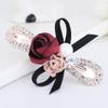 Womens Barrettes 5 Colors Double Flowers Bowknot Hairpin Hair Clips for Women Elegant Ribbon Pearl Hairwear Wedding Hair Accessories Red view 1