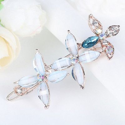 Womens Barrettes multicolor Elegant Rhinestone Butterfly Barrettes Hair Clips Amazing Crystal Hair Pins for Women and Blue