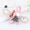 Womens Barrettes 5 Colors Double Flowers Bowknot Hairpin Hair Clips for Women Elegant Ribbon Pearl Hairwear Wedding Hair Accessories Pink view 1