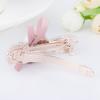 Womens Barrettes 5 Colors Double Flowers Bowknot Hairpin Hair Clips for Women Elegant Ribbon Pearl Hairwear Wedding Hair Accessories Pink view 2